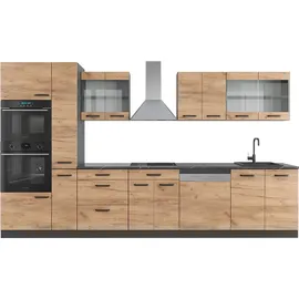 Vicco Küchenzeile R-Line 350 cm Goldkraft Eiche/Anthrazit