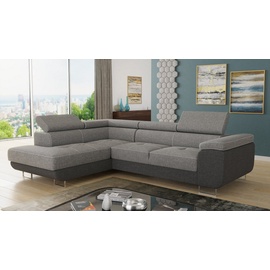 Sofnet Ecksofa Caris mit Schlaffunktion und einstellbare Kopfstützen, Wohnlandschaft mit Bettkasten, Couch, Sofa (Dunkelgrau + ... - Dunkelgrau/Grau