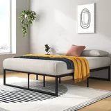 Zinus Lorelai Metallbett, 140 x 190 cm, Bettgestell 36 cm hoch, mit Stauraum unter dem Bett, Schwarz