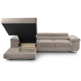 ax living Cord Couch L Form – Arborio 280cm L Ecksofa in Beige mit Schlaffunktion - Beige