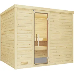 Sauna WEKA "Bergen", beige (natur), Bio-Ofen, externe Steuerung, 7,5 kW, Saunen, 7,5 kW Bio-Ofen mit digitaler Steuerung