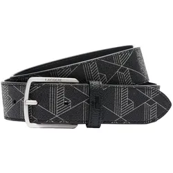 LACOSTE Herren Gürtel - Coated Canvas Monogram Belt, 35 mm Schwarz 90 cm