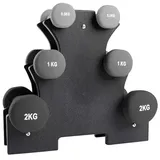 Kurzhanteln Set - VirtuFit Hantelset mit Ständer - Kurzhantel Rack - 7 KG - 6 Hanteln - Gewichte für Frauen und Fitness