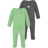 Normani Outdoor Sports 2er Pack MERINO Baby Merino Strampler „Levin" in Grün/Anthrazit | Gr.: 92