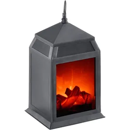 ETC Shop Tischleuchte Wohnzimmerlampe Kamin Dekolampe LED Tischkamin schwarz, Kaminfeuer Batterie, 1x Led 0,6w 45lm 3000K Warmweiß, Lxbxh 30x13,8x15,8 cm