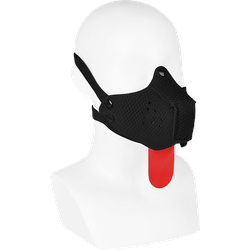 Maske im Maulkorb-Design, schwarz | rot