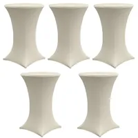 Baumarktplus 5x Stehtischhusse Stretch 70 cm beige Tischdecke Husse
