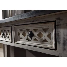 MASSIVMOEBEL24.DE Konsolentisch 120x40x76 Weiß/Braun
