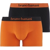 bruno banani Herren, Boxershorts, 2er Pack Flowing, Baumwolle Kürbis/Schwarz XXL (XX-Large)