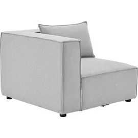 Juskys Modulares Sofa Domas 2 Sitzer mit Armlehnen + Kissen Stoff Hellgrau