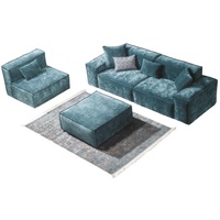 JVmoebel Sofa Sofagarnitur Würfel Möbel xxl 3+1 Sitzer Blau Wohnzimmer Sessel, Made in Europe blau