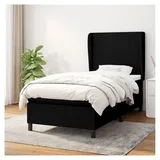 Lattenrost mit Matratze, Schwarz, 90 x 190 cm, Stoff, Plattformbett mit Lattenhalter, einfache Montage, für Schlafzimmer, Erwachsene