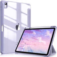 Fintie Hybrid Hülle für iPad Air 5. Generation 2022 / iPad Air 4. Generation 2020 10.9 Zoll mit Stifthalter - Stoßfeste Schutzhülle mit transparenter Hartschale auf der Rückseite, Pastellviolett