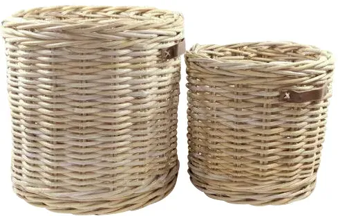 Korb Rattan S/2 D42/50H39/42/49/52cm auf Rollen  - grau