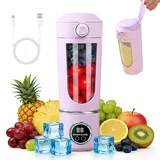 Tragbarer Mixer Smoothie Maker, 700 ml Kleiner Entsafter, Typ-C Wiederaufladbar, mit 12 Rostfreien Klingen, Becher mit Auslaufsicherem Deckel & Trinköffnung, für Milchshake, Saft, Smoothie (Lila)