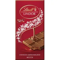 Lindt Schokolade LINDOR Milch | 100 g Tafel | Feinste Vollmilch-Schokolade mit einer unendlich zartschmelzenden Füllung | Schokoladentafel | Schokoladengeschenk