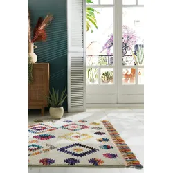 Kadima Design Bunter Pflegeleichter Teppich `Arun Kim` im Berber-Stil. 80x150 cm