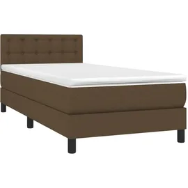 vidaXL Boxspringbett mit Matratze Dunkelbraun 100x200 cm Stoff
