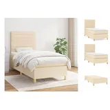 vidaXL Boxspringbett mit Matratze Creme 100x200 cm Stoff