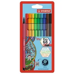 STABILO pen 68 Filzstifte farbsortiert, 10 St.