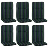 NYVI Hochlehnerauflage Hochlehner Auflagen 6er Set Hawaii Hochlehnerauflagen für Gartenstühle, (6 St), Stuhlauflagen Sitzauflagen Gartenstuhlauflagen Streifen, gestreift blau|bunt|grün
