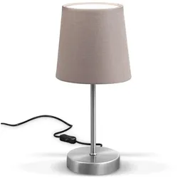 Tischleuchte Stoff, matt-nickel, taupe, 1xE14 exk