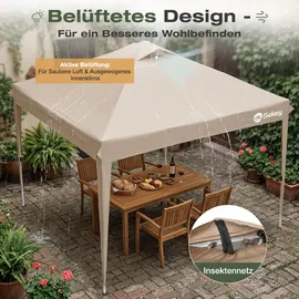 Sekey Faltpavillon 3 x 3 m inkl. 4 Seitenteile Schwarz/Khaki