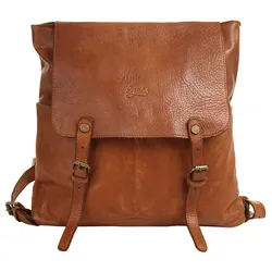 Cityrucksack X-ZONE, Gr. B/H/T: 35cm x 31cm x 15cm, onesize, braun (cognac), Rindsleder, Leder, Retro, casual, Rucksäcke, echt Leder