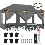 Sekey Faltpavillon 3 x 6 m inkl. 4 Seitenteile Grau