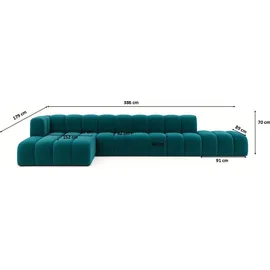 kaiser möbel Ecksofa mit Hocker GRAND L, stoff Salvador, Azurblau, Links - Blau