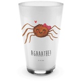 Mr. & Mrs. Panda Glas Spinne Agathe Freude - Transparent - Geschenk, Latte Macchiato, Viral, Premium Glas, Design mit Herz