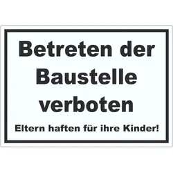 HB-Druck Betreten der Baustelle Schild schwarz-weiß A2 (420x594mm)