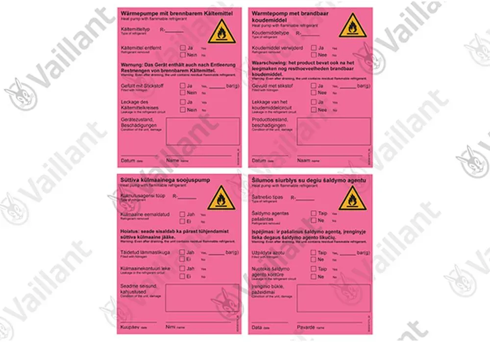 Vaillant Stilllegungs-Aufkleber DE/NL/ET/IT 0010038459