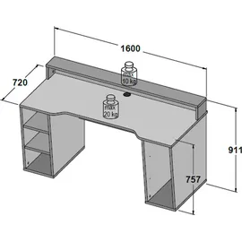 Forte Tezaur Gaming Desk mit RGB-Beleuchtung weiß