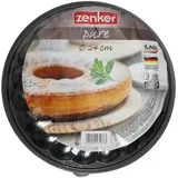 Zenker Springform mit Flach- und Rohrboden 24 cm PURE, Backform mit 2 Böden, Kuchenformen-Set mit Antihaftbeschichtung, einfaches Entformen für saftige Kuchen (Farbe: schwarz), Menge: 1 Stück