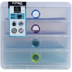 Exacompta 314399D CHROMALINE Schubladenbox mit 4 Schubfächern, POP-BOX, für Dokumente A4+ - Farben sortiert