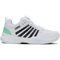 K-Swiss Court Express 2 Carpet Tennisschuhe Damen in white-neon mint-black, Größe 39 1/2 -