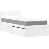vidaXL Bett mit Schubladen und Matratze Weiß 100x200 cm Massivholz