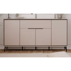 Furn.Design Sideboard sand, schwarz 175 cm mit Soft-Close-Funktion, Brebbia