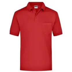 Kurzarm Poloshirt mit Brusttasche JN026, rot, Größe XXL - rot - XXL