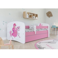 Sellbee Kinderbett Jugendbett 80x160 cm Rosa mit Matratze Rausfallschutz