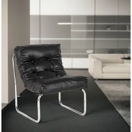 KADIMA DESIGN Clubsessel, Schwarz Textil, Kufe, 60x76x71 cm, Wohnzimmer, Sessel, Polstersessel