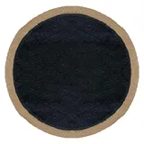 Atout Ciel Runder Teppich aus Jute und Baumwolle, Durchmesser 120 cm, Schwarz und Jute