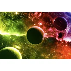 Fototapete PAPERMOON "PLANETEN-FUTURISTISCH WELTRAUM MOON GALAXIE UNIVERSUM", bunt, B:3,00m L:2,23m, Vlies, Tapeten