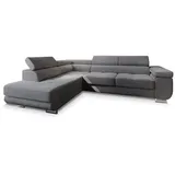 masseno Ecksofa APIRO L-S mit Schlaffunktion L-Form, Sofa mit Bettkasten, Wohnzimmersofa, Couch, Soffa, Bettsofa, Couchgarnitur- Graphitfarben, Kordstoff