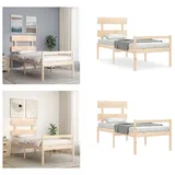 vidaXL Seniorenbett mit Kopfteil Massivholz - Seniorenbett - Seniorenbetten - Bett Für Senioren - Betten Für Senioren - Braun