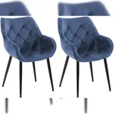 Proregal CHEFGASTRO 2er-Set Esszimmerstuhl BOSTON Samt HxBxT 83x58x62cm Samt Blau Küchenstuhl