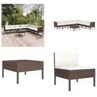 vidaXL 9 tlg. Garten Lounge Set mit Auflagen Poly Rattan Braun - Garten-Sofagarnitur - Garten-Sofagarnituren - Gartensofa-Set - Gartensofa-Sets - Braun