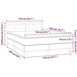 vidaXL Boxspringbett 140 x 200 cm Hellgrau