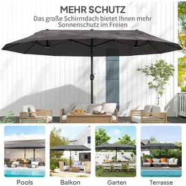 Outsunny Marktschirm 460 x 270 cm grau